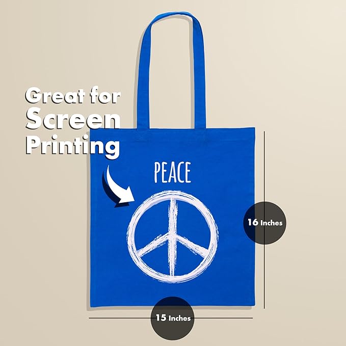 Carrywell |Not Made In China| 5 Pack Cotton Tote Bags, Lightweight Reusable Grocery Shopping Bag, Blank Bulk Cloth Totes with Handles, Great For Custom Screen Print and Gifts (15"x16")