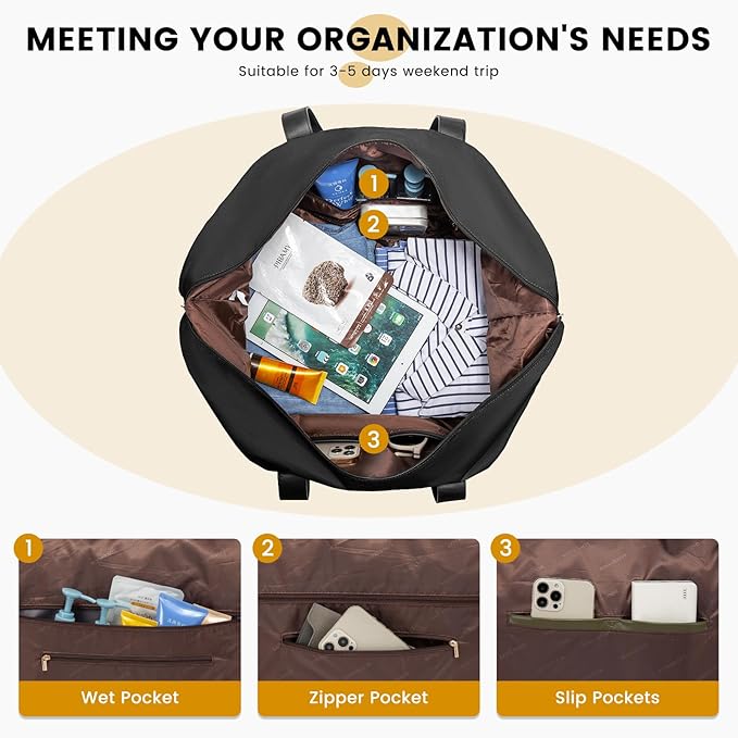 LOVEVOOK Weekender Bag, Large Travel Duffel Bag for Women with 2 Packing Cubes, Carry on Overnight Bag with Shoe Compartment, Mom Hospital Bags for Labor and Delivery