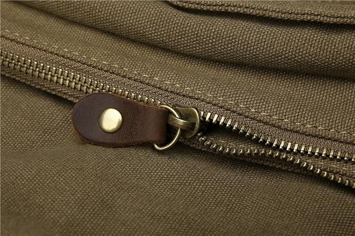 Sechunk Vintage Military Leather Canvas Laptop Bag Messenger Bags Medium