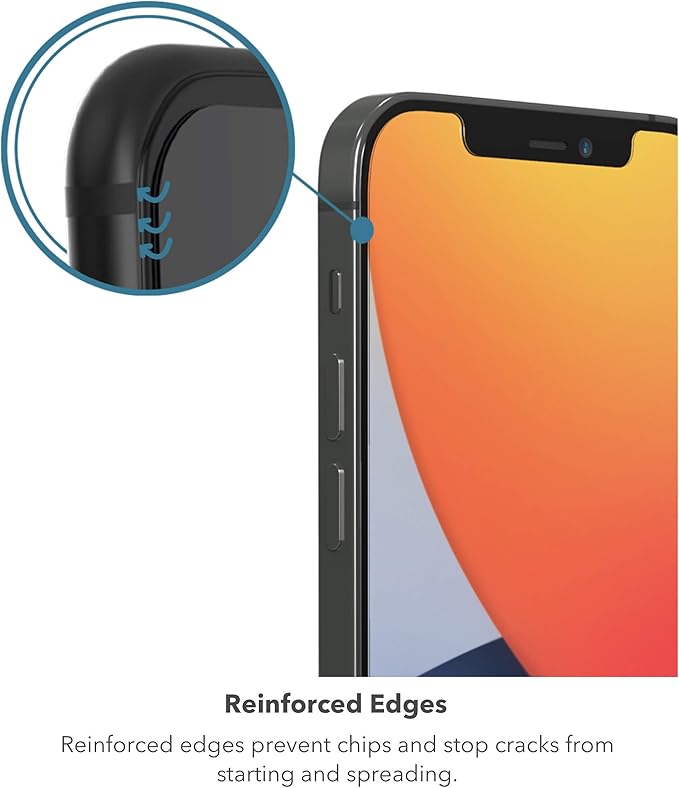 ZAGG Glass Elite VisionGuard+ Screen Protector - for iPhone 12 Pro Max - Impact Protection, Scratch Resistant, Fingerprint Resistant, Smudge Resistant, Oil Resistant, InvisibleShield, clear (200106675)