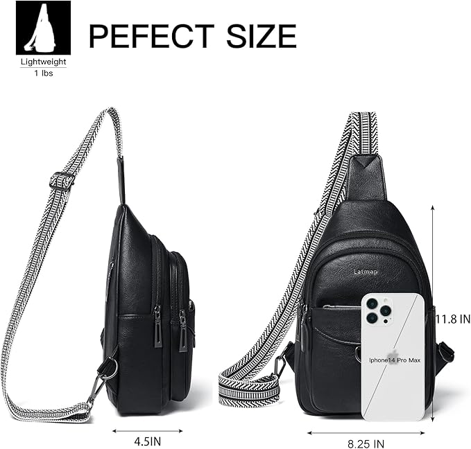 7L Sling Bag for Women Men Crossbody Belt Bag Small Travel Sling Backpack Anti Theft Chest Daypack Purse Faux Leather