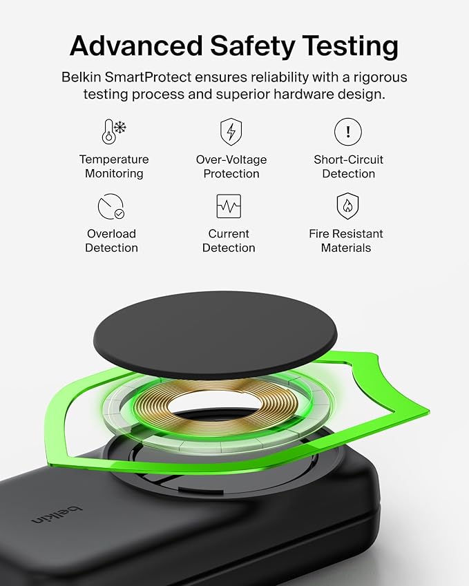 Belkin MagSafe Charger Compatible, 3-in-1 Charging Station, Qi2.2 25W Magnetic Wireless Charger Dock, Foldable Charging Stand for iPhone 17/16/15, Apple Watch, AirPods, Pixel 10 (45W Adapter Included)