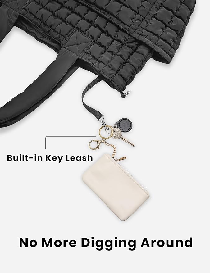 Yarnic Large Puffer Tote Bag for Women, Lightweight 21L Bag with 7 Pockets for School, Travel, Work, Gym Overnight Use