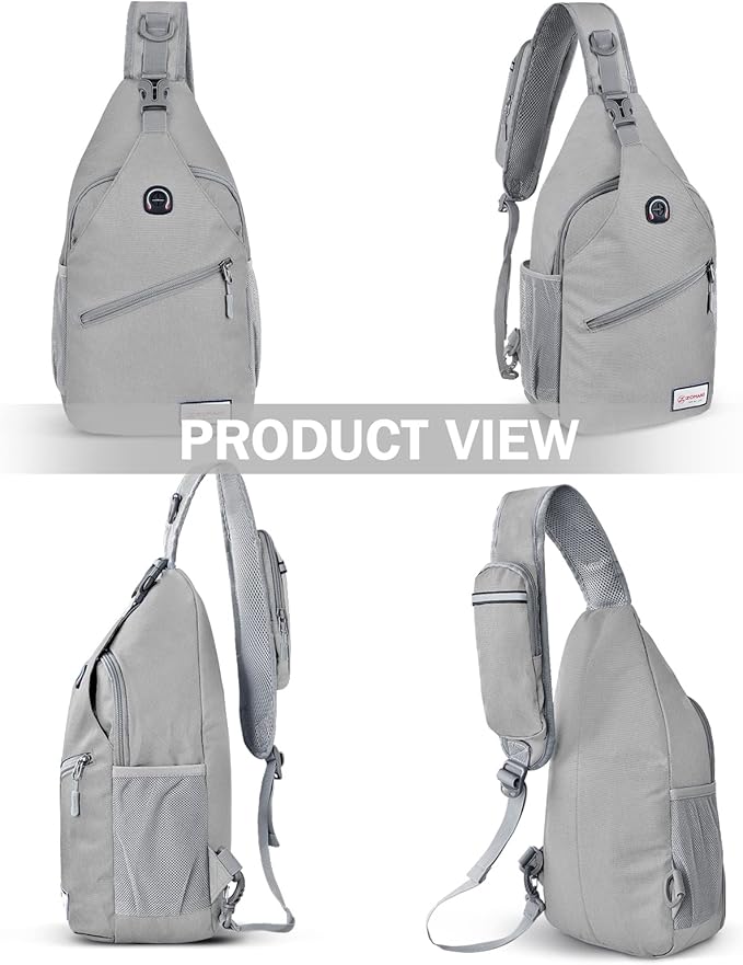ZOMAKE Sling Bag,Small Crossbody Sling Backpack,Water Resistant Shoulder Daypack for Travel,Anti Thief Chest Bag for Hiking(Grey(New))