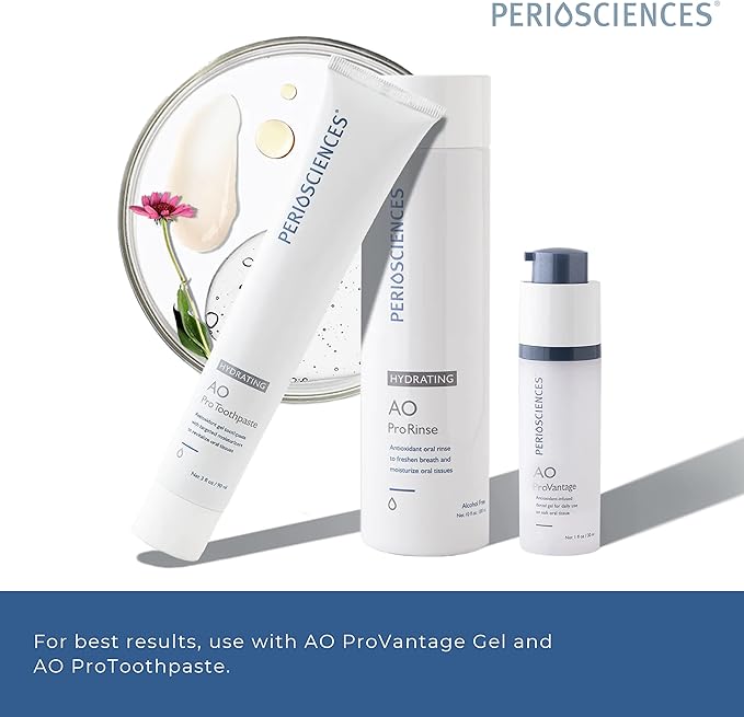 PerioSciences AO ProRinse Hydrating Oral Rinse with Antioxidants – Moisturizing Mouth Rinse for Gum Health & Oral Care – Fluoride-Free Mouthwash for Dry Mouth Sensations (10 Fl Oz / 300ml)