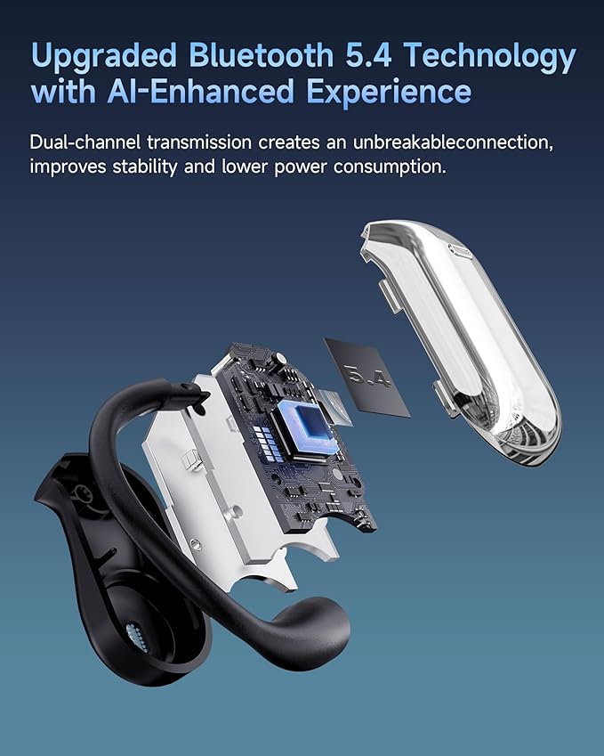 AI Translation Earbuds Real Time, 144 Language Translator Earbuds OWS 4-in-1 Translation Headphones, Fit iOS and Android, Ideal for Travel Business Learning（Ink Black）