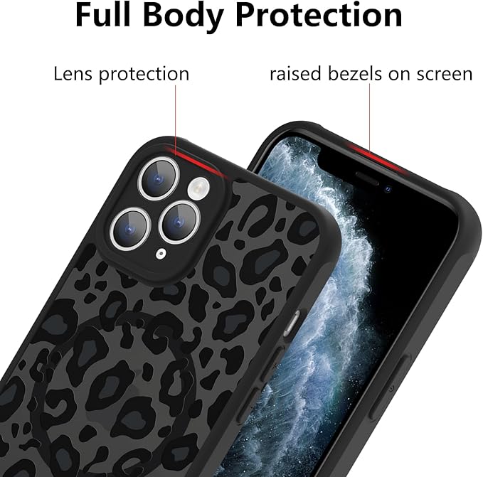 KANGHAR Case for iPhone 11 Pro Phone Case [Compatible with Magsafe] Leopard Printed Pattern Cute Cheetah Protective Magnetic Case for Girls Women Men 5.8"