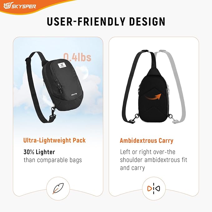 SKYSPER Sling Bag RFID Crossbody Sling Backpack Travel Cross Body Bag Shoulder Sling Daypack