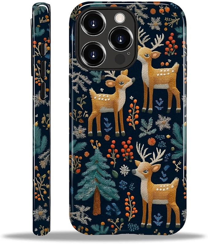 Case for iPhone 12 Pro Max Case,Cute Christmas Reindeer Design - Hybrid Dual Protection Silicone + Hard PC Shockproof Full Body Cover Slim Anti-Scratch Protective Case for Men Women