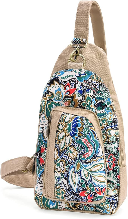 Black Butterfly Canvas Chest Bag, Small Chest Pack, Crossbody Bag for Travel, Inclined Shoulder Bag