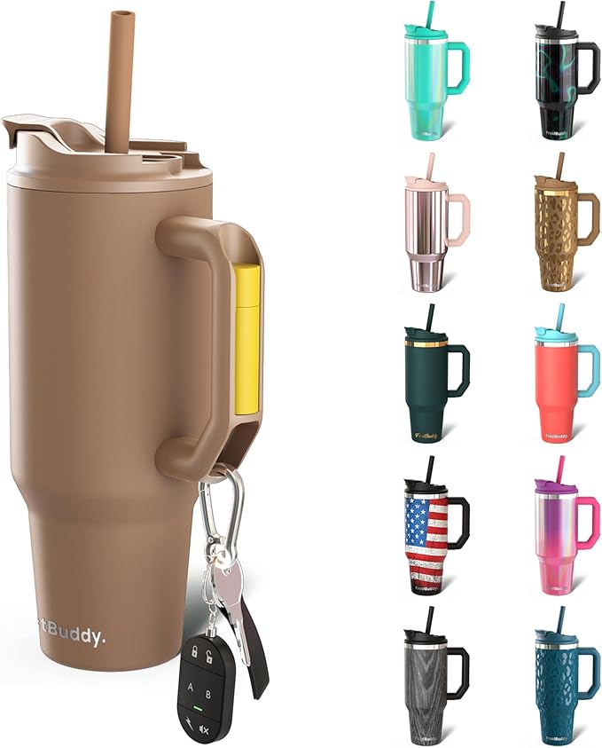 Frost Buddy Thicc Buddy - 50 oz Stainless Steel Vacuum Insulated Tumbler with Lid and Straw for Water - Travel Mug Cupholder Friendly - Gifts for Women Men Him Her (Mocha)