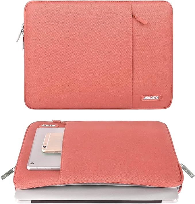 MOSISO Laptop Case 13 inch, 13 inch Laptop Sleeve Compatible with MacBook Air M4 M3 M2 M1 2025-2018 / Pro M2 M1 2025-2016, Polyester Vertical Computer Sleeve Bag with Pocket, Coral