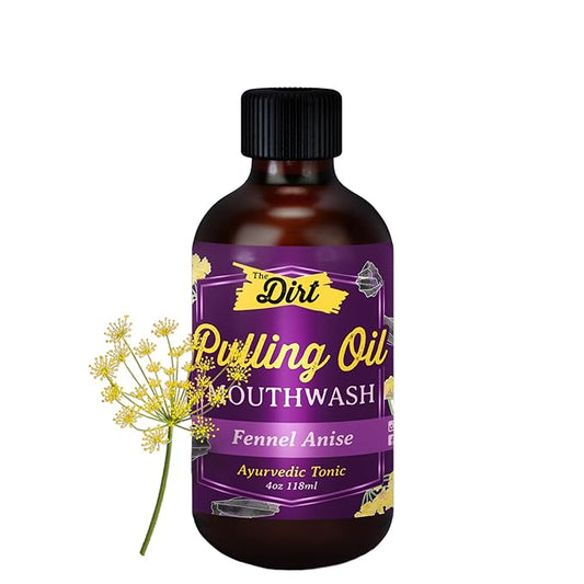 THE DIRT Oil Pulling Mouthwash - Gluten Free - Removes Plaque, Tartar, Bad Breath & Whitens Teeth (Fennel Anise, 4 Ounce)