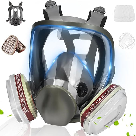 Gas Masks Survival Nuclear and Chemical - Reusable Full Face Respirator Gas Mask with Activated Carbon Filter