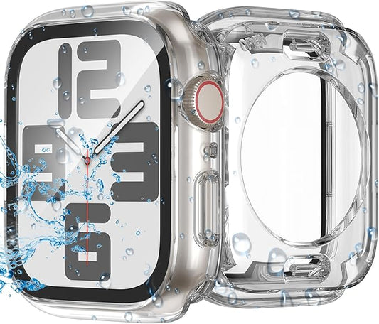 3 in 1 Waterproof Case for Apple Watch Screen Protector 44mm Series 4/5/6/SE/SE2/SE3(2025),with Tempered Glass 360° Protective Front and Back PC Bumper Cover Compatible iWatch 44mm