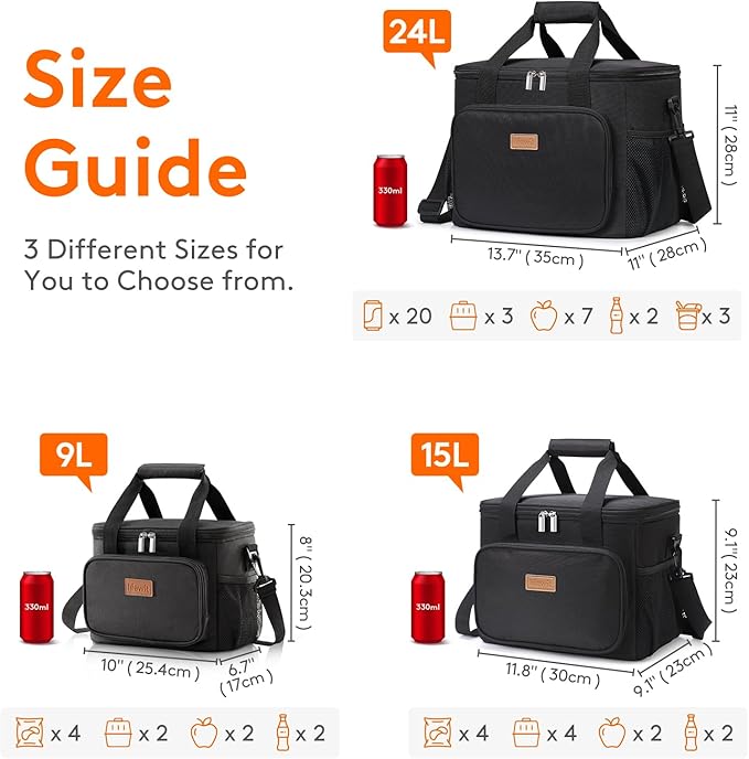 Lifewit Large Lunch Bag Insulated Lunch Box Soft Cooler Cooling Tote for Adult Men Women, Burgundy 40-Can (24L), 13.7"×11"×11"