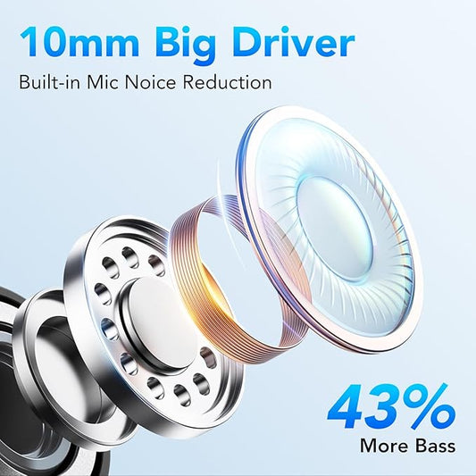 KT1 Wireless Earbuds V5.3 Bluetooth Earbuds 120Hrs Playtime, 4.7g Mini Size Painless Wear, IPX7 Waterproof, Deep Bass 2.0, Over-Ear Ear Buds Wireless Bluetooth Headphones for Sport Running (Blue)