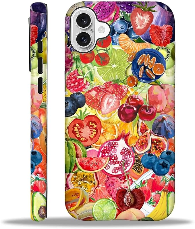 Case for iPhone 16 Plus,Summer Fruit Collage for Woman Men Full Body Protective Cover Shockproof 2 in 1 Silicone + Hard PC Case for iPhone 16 Plus