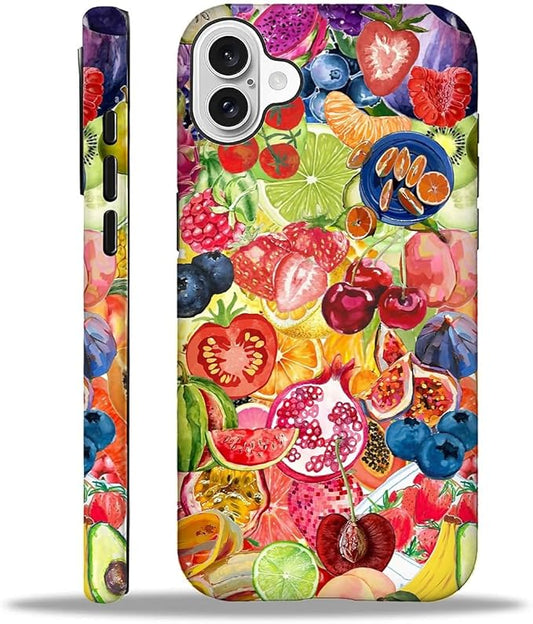 Case for iPhone 16 Plus,Summer Fruit Collage for Woman Men Full Body Protective Cover Shockproof 2 in 1 Silicone + Hard PC Case for iPhone 16 Plus