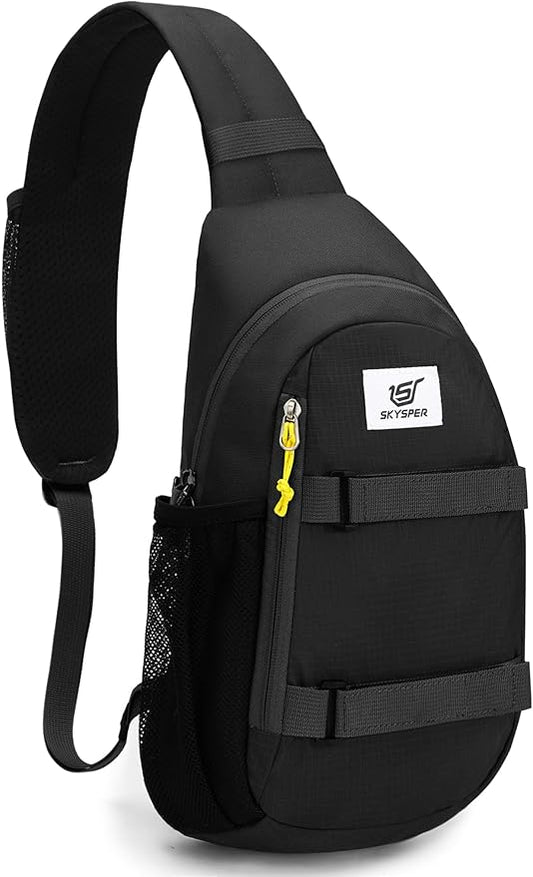 SKYSPER Sling Bag Anti-Theft RFID Crossbody Bag Travel Cross Body Backpack Shoulder Hiking Sling Daypack(Black)