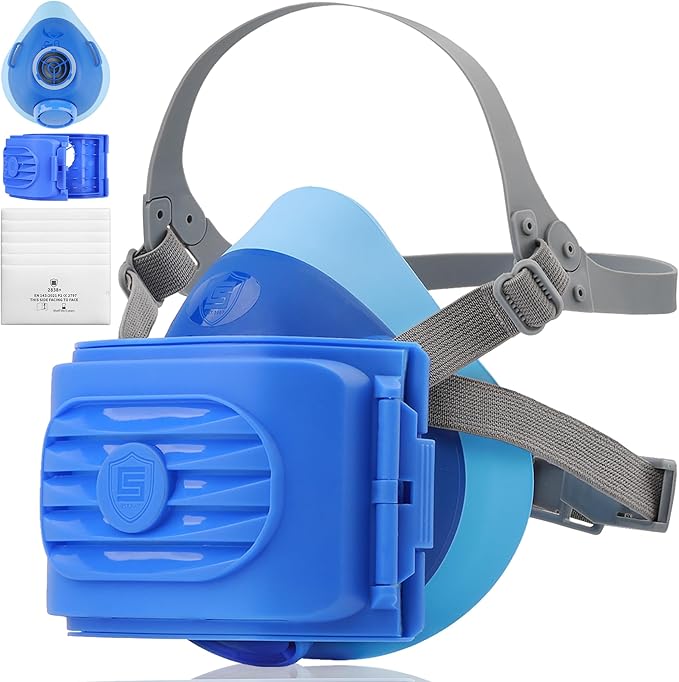Reusable Half Face Respirator Mask with 6 Filter,2818 Food-Grade Silicone Mask for Painting, Welding, Sanding,Dust,Mold