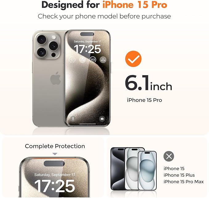 UNBREAKcable 4-Pack Screen Protector for iPhone 15 Pro, Double Shatterproof Tempered Glass [Easy Installation Frame] [9H Hardness] [99.99% HD Clear] [Case Friendly] for iPhone 6.1 inch