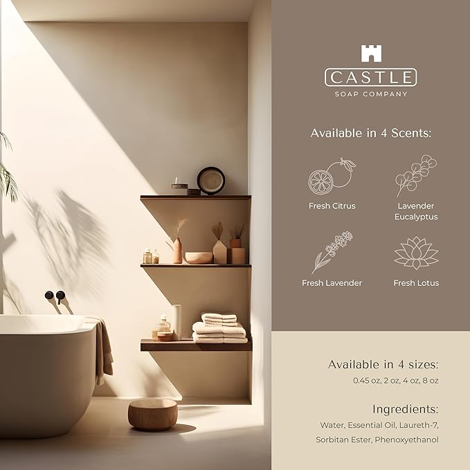 Castle Flush Therapy Neutralizing Toilet Spray | Odor Control: Mist Over the Water Surface, Go, Then Flush | Bathroom Freshening | Neutralizes Odors at the Source | Fresh Lotus | 2 oz