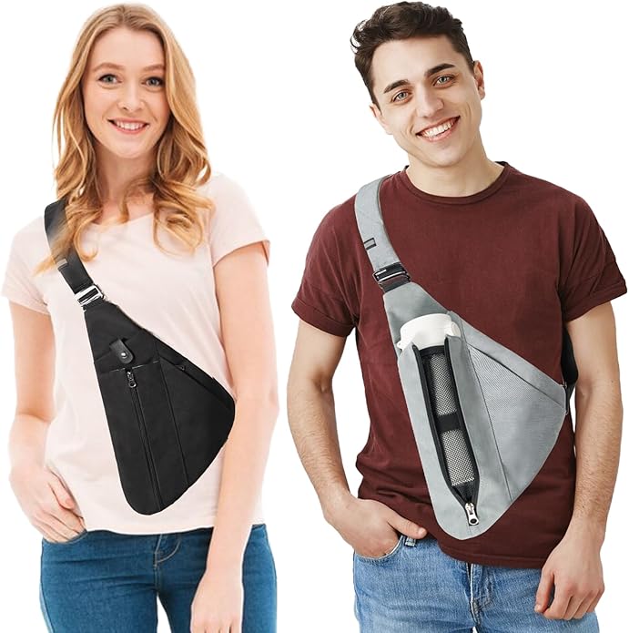 Sling Bag for Men,RFID Crossbody Hiking Backpack Chest Shoulder Tactical Bag with Water Bottle Bag for Travel