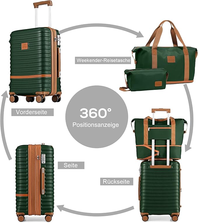 Joyway 24 Inch Checked Luggage, Expandable Suitcase with Spinner Wheel, 3 Piece Hard Shell Luggage Set with TSA Lock(Green)