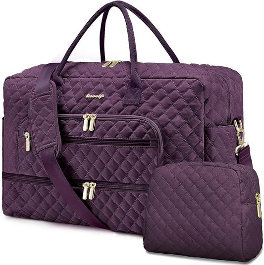 Travel Duffle Bag Weekender for Women - Carry-On Overnight Bag Personal Item Bag with Shoe Compartment & Wet Pocket Large Weekend Tote Bags with Toiletry Bag Hospital Bags for Labor and Delivery