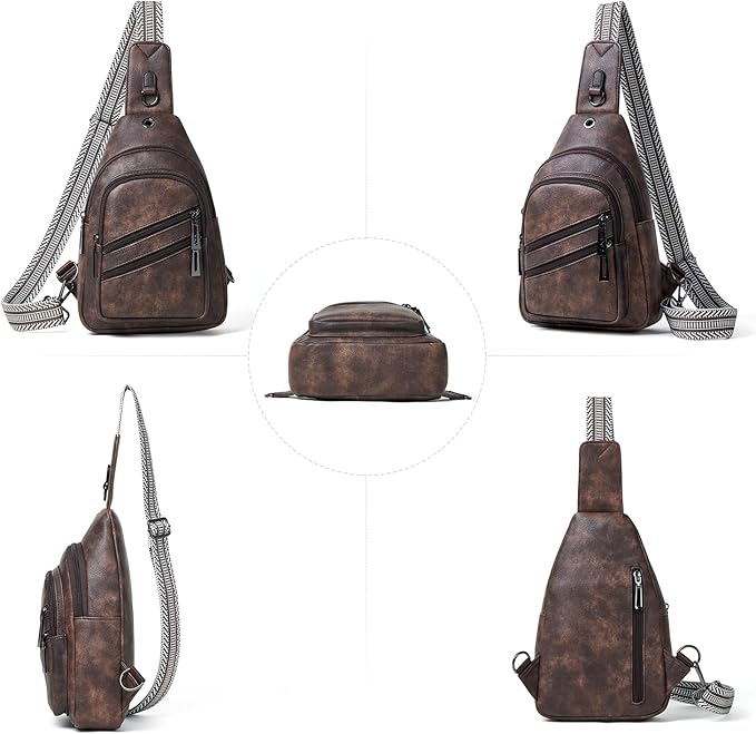 Sling Bag for Women Crossbody Purse Leather Crossbody Bag Fanny Pack Chest Pack for Travel Everyday Vacation