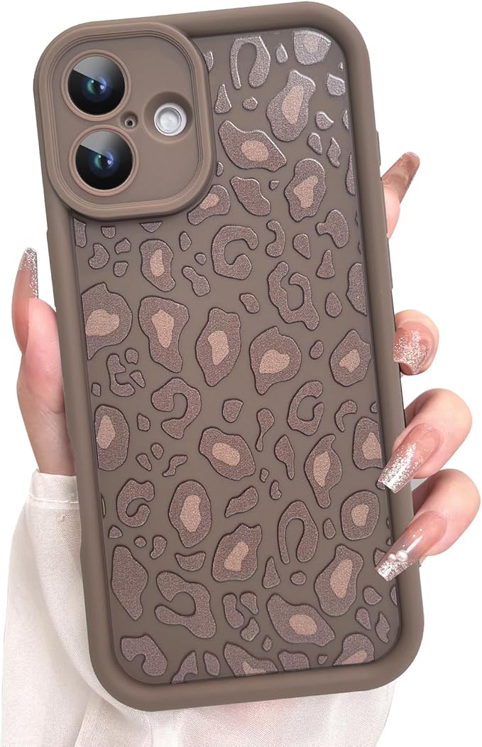 KANGHAR Case for iPhone 16 Plus Leopard Printed Pattern Cute Cheetah Phone Case Soft TPU Shockproof Protective Cover for iPhone 16 Plus 6.7 Inch Brown