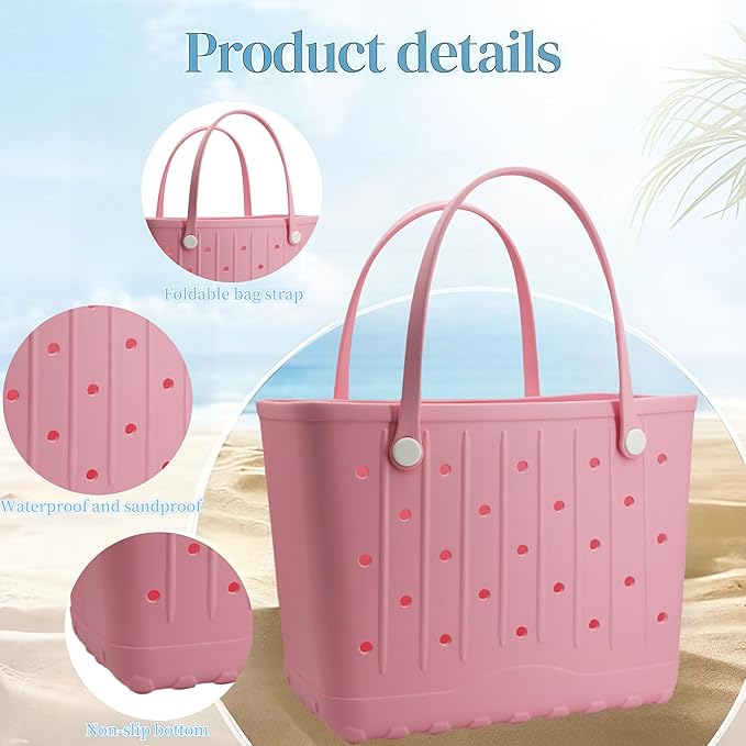 CXY Rubber Beach Bag EVA Waterproof Tote Bags Washable Sand-proof Travel Handbags for Pool Boat Groceries Work Sports