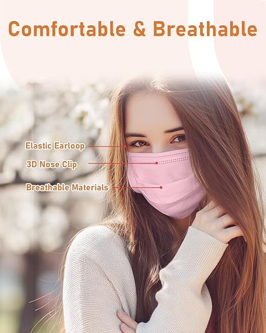 Face Masks Disposable 100 Pack, 4 Ply ASTM Level 3 Medical Grade, Breathable for Adult Outdoor Protection, Individually Wrapped for Home, School & Office, Sunset Boulevard