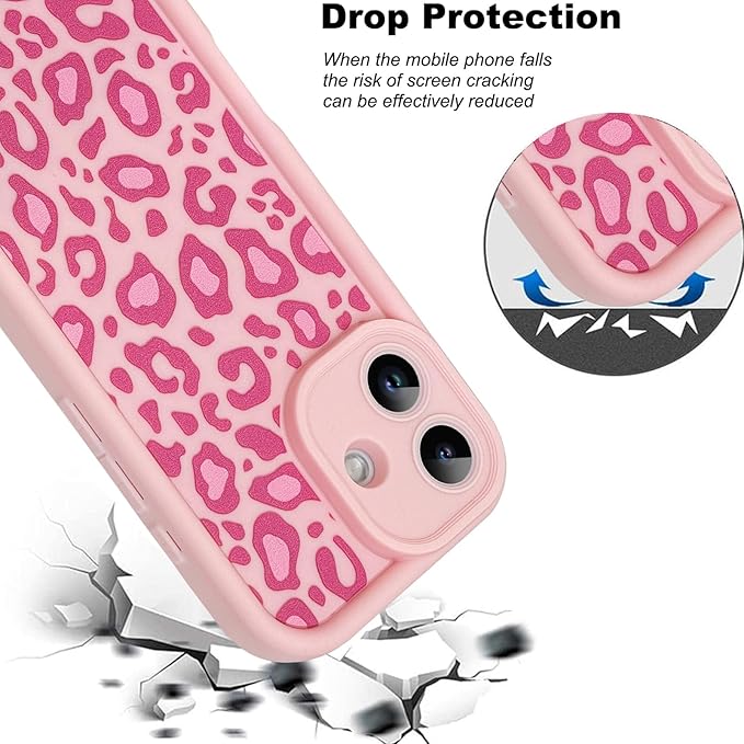 KANGHAR Case Compatible with iPhone 17 Leopard Printed Pattern Cute Cheetah Phone Case Soft TPU Shockproof Protective Cover Designed for iPhone 17 6.3 Inch Pink