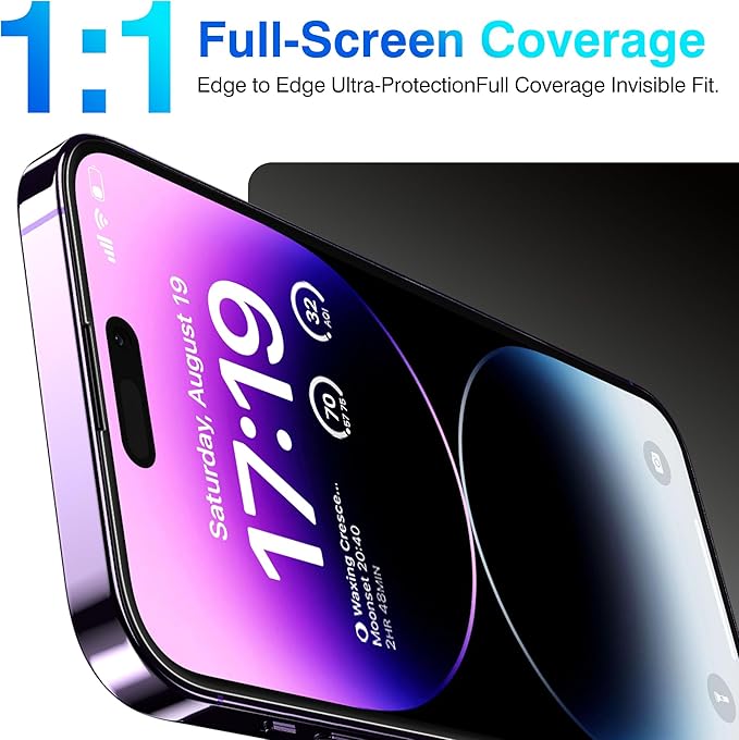 EZ-GLAZ-4 Pack for iPhone 14 Pro Screen Protector[6.1"] With 2 Pack Camera Lens Protector, 9H+ Hardness 12FT Military Grade Shatterproof Scratch Resistant Durable Tempered Glass Film with Flawless Fit Kit, HD Clear