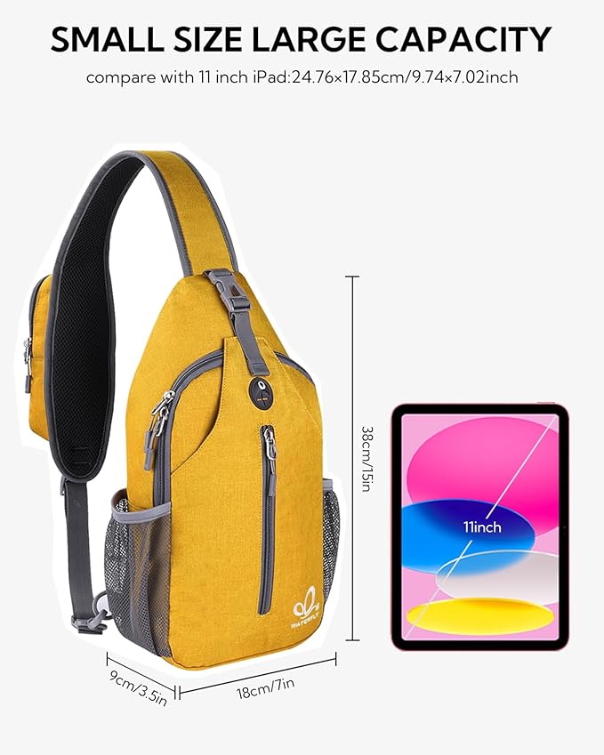 WATERFLY Crossbody Sling Backpack Sling Bag Travel Hiking Chest Bag Daypack