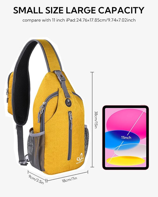 WATERFLY Crossbody Sling Backpack Sling Bag Travel Hiking Chest Bag Daypack