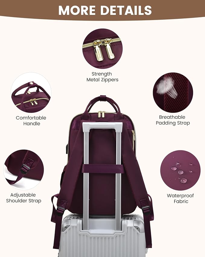 LOVEVOOK Laptop Backpack for Women 15.6 Inch Laptop Bag with USB Port, Fashion Waterproof Backpacks Teacher Nurse Stylish Travel Bags Vintage Daypacks for College Work