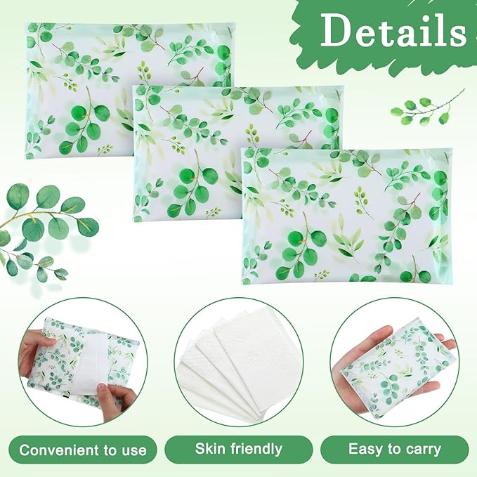 Geyee 50 Packs Facial Tissue Travel Packs Disposable Pocket Tissues for Wedding Guest Travel School Purse Home Supplies, 500 Sheets 3 Ply(Leaves)