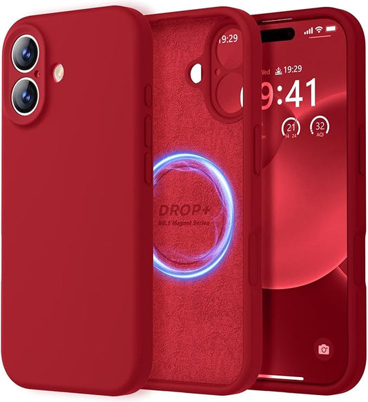 LOVE 3000 Designed for iPhone 17 Case, Premium Silicone [Compatible with Magsafe][Soft Anti-Scratch Microfiber Lining] Shockproof Protective Phone Case for Men Women 6.3", Red