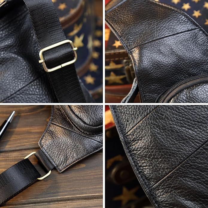 KPYWZER Vintage Leather Sling Bag Backpack for Men Crossbody Shoulder Chest DayPack Backpacks