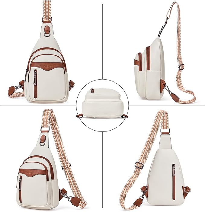 Womens Sling Bag Crossbody Bags for Women Vegan Leather Sling Backpack Daypack Fanny Pack Crossbody Purse Travel