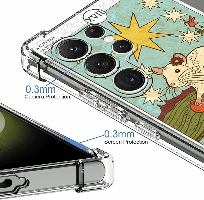 Case for Samsung Galaxy S23 Ultra with Tarot Card Design,Aesthetic Cute Rat Pattern,Trendy Soft TPU Bumper Phone Cover,6.8"(Rat,S23U)
