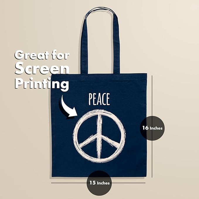 Carrywell |Not Made In China| 5 Pack Cotton Tote Bags, Lightweight Reusable Grocery Shopping Bag, Blank Bulk Cloth Totes with Handles, Great For Custom Screen Print and Gifts (15"x16")