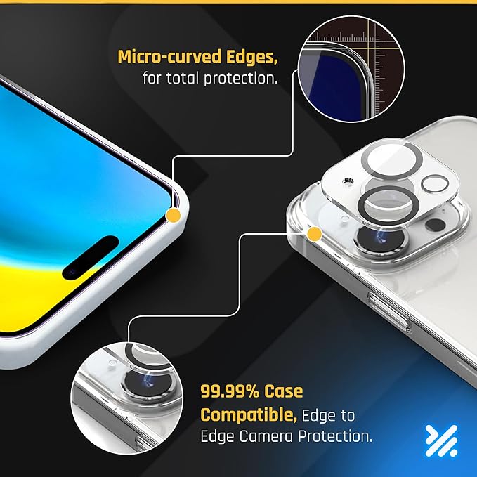 TEMPRTEK+ 2 Pack for iPhone 15 Plus Simple Screen Protector Privacy 9H Military Grade Scratch Fingerprint Resistance Anti-Glare Shatterproof Tempered Glass Anti-Spy Easy Installation Bubble Free