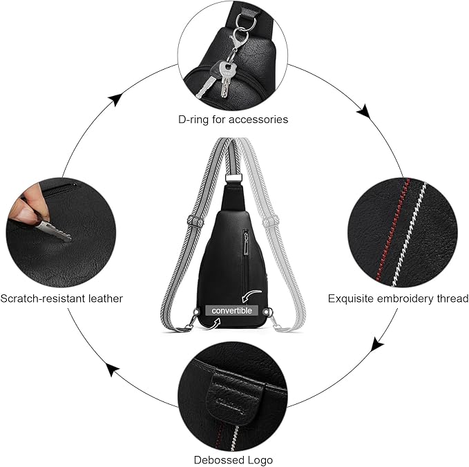 Womens Sling Bag Crossbody Bags for Women Vegan Leather Sling Backpack Daypack Fanny Pack Crossbody Purse Travel