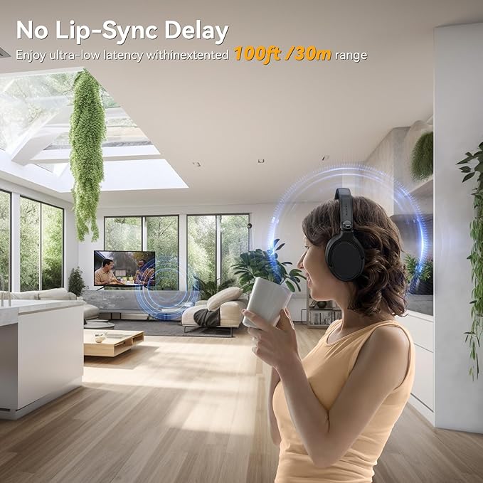 Wireless Headphones for TV Watching, TV Headphones Wireless for Seniors with Transmitter Charging Base, Over ear Bluetooth Headset No Audio Delay, HIFI Stereo, 65H Playtime, Gifts for Parents/Elderly