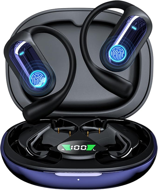 AI Smart Translation Earbuds Bluetooth 5.4-168 Languages Real-Time Translator Headphones with OWS LCD Touch Screen, 50H Playtime for iOS/Android - Fit for Travel, Business, Learning, Sapphire Blue