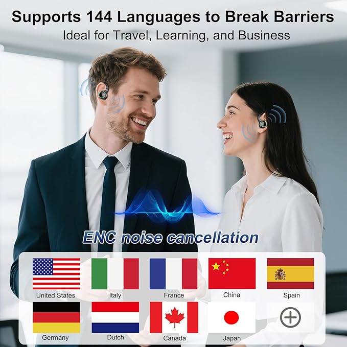 Ai Translation Earbuds Real Time, 164 AI Language Translator Earbuds,3-in-1 Translator Earbud Bluetooth 5.4 with 5 Translation Modes,48H Translatior Headphones for Travel, Business, Learning, Black